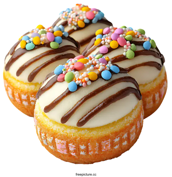 [Transparent Background PNG]Delicious Colorful Decorated Cupcakes