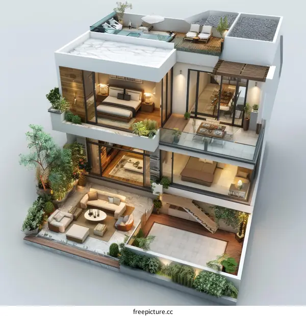 Modern House Design Interior Illustration