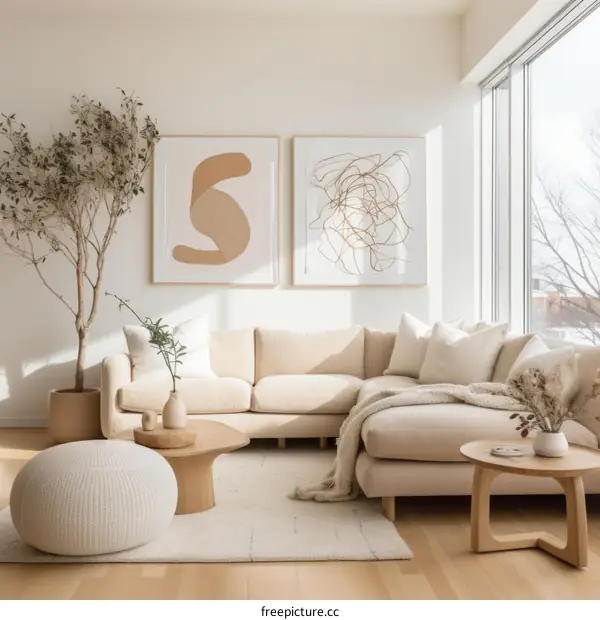Bright and Airy Scandinavian Living Room With Neutral Decor