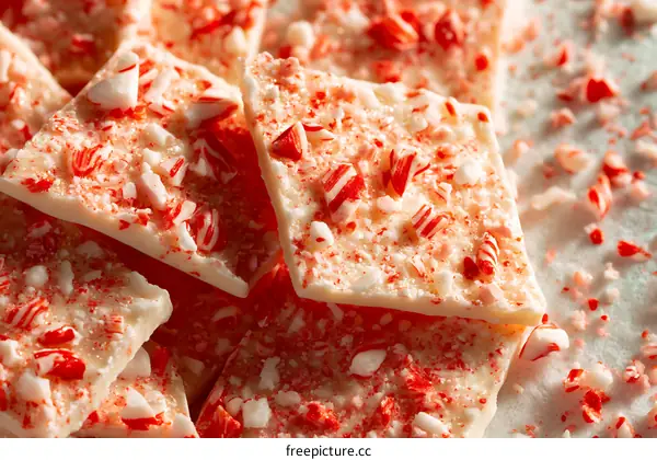 White Chocolate Peppermint Bark Pieces Close-up