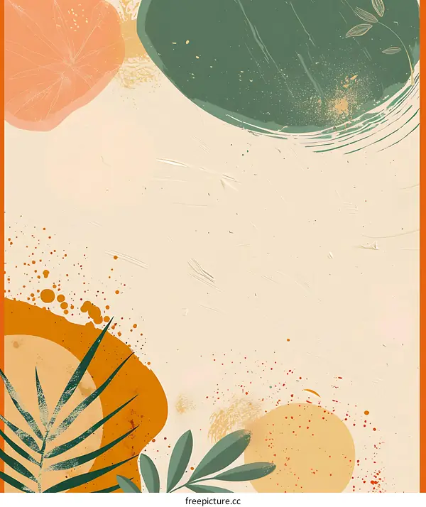 Abstract Watercolor Background with Green and Orange Colors