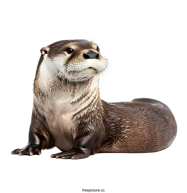 [Transparent Background PNG]River Otter Sitting On White Background