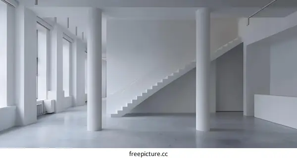 Modern White Staircase in Minimalist Interior Design