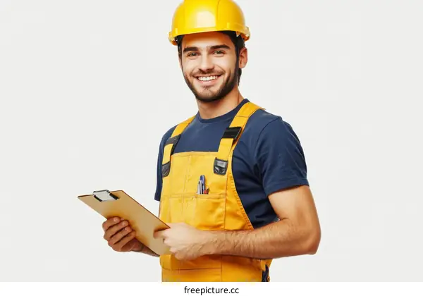 Construction Worker with Clipboard Portrait