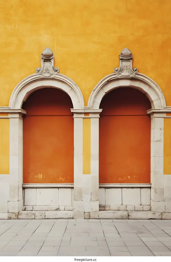 Two Arches in an Orange Wall