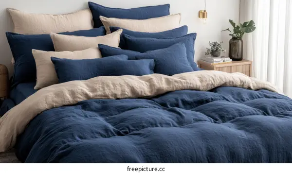 Elegant Bedding Set in Deep Navy Blue