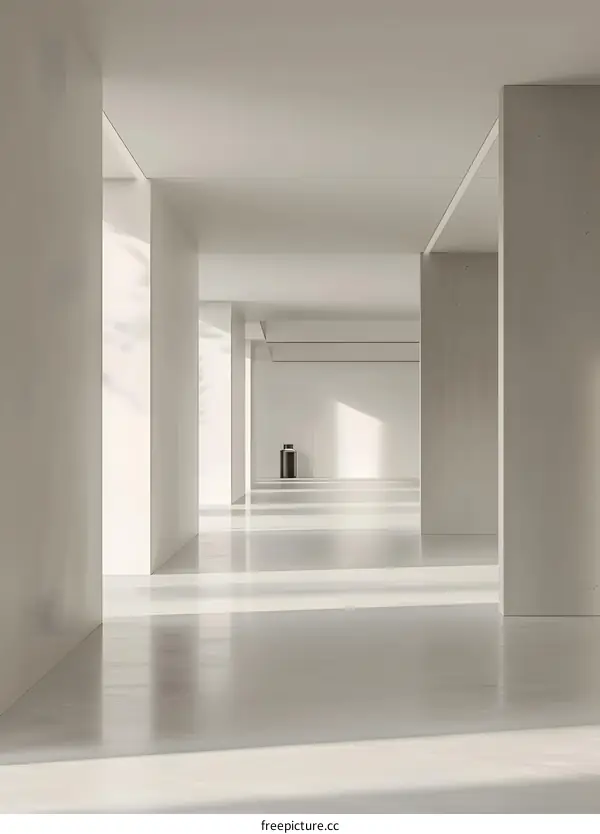 Minimalist Interior Design with White Walls and Concrete Columns