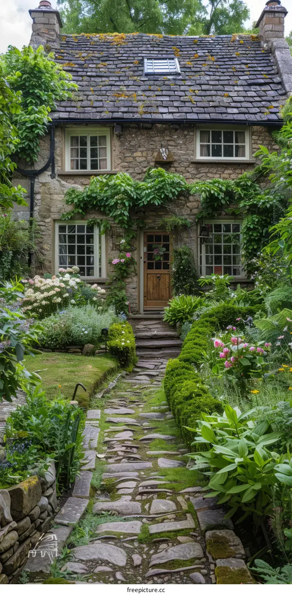 Stone Cottage in a Vibrant English Garden