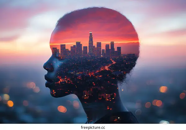 Cityscape Within a Mind Black Woman
