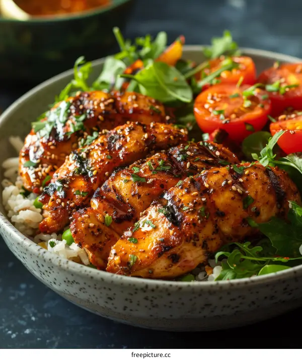 Grilled Chicken Breast with Rice & Salad