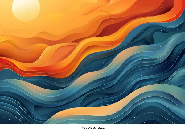 Watercolor Sunset Over the Ocean