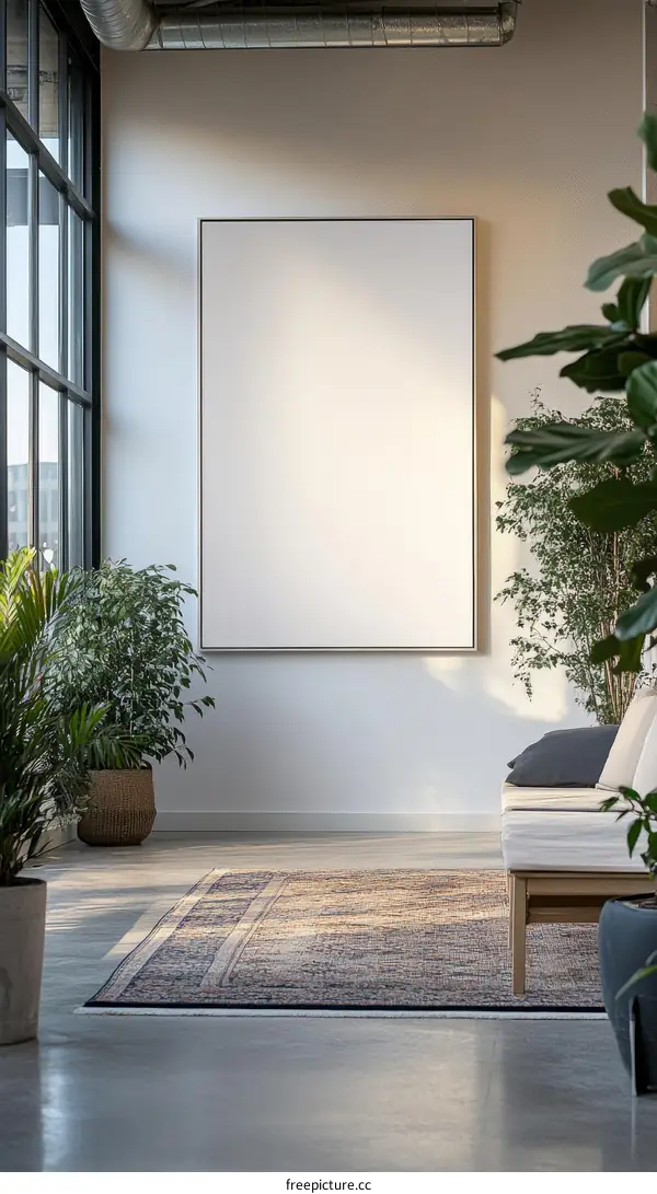 Modern Minimalist Interior Design with Empty Canvas