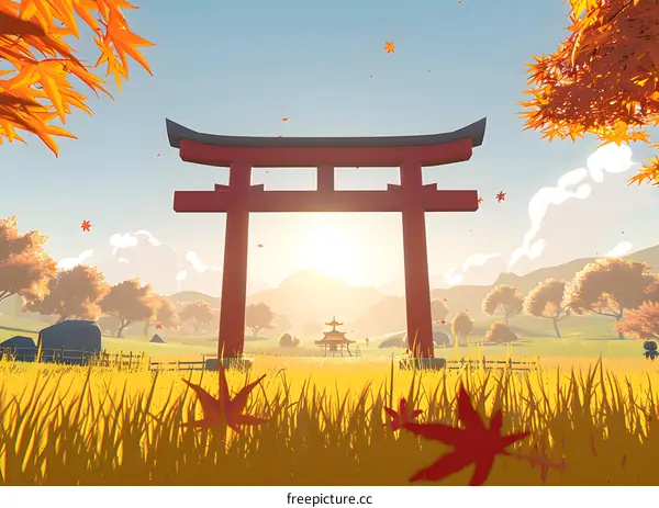 japanese shrine in autumn