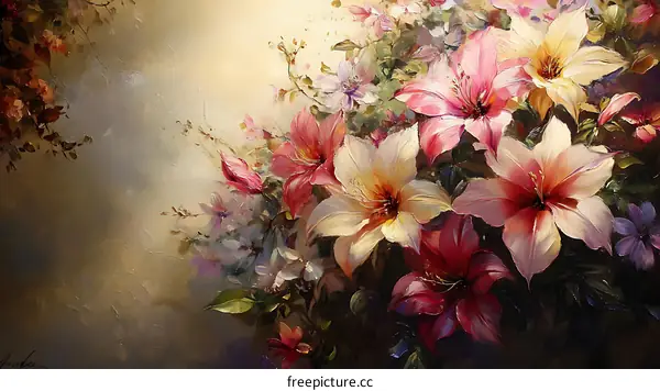 Floral Still Life Painting with Vivid Colors