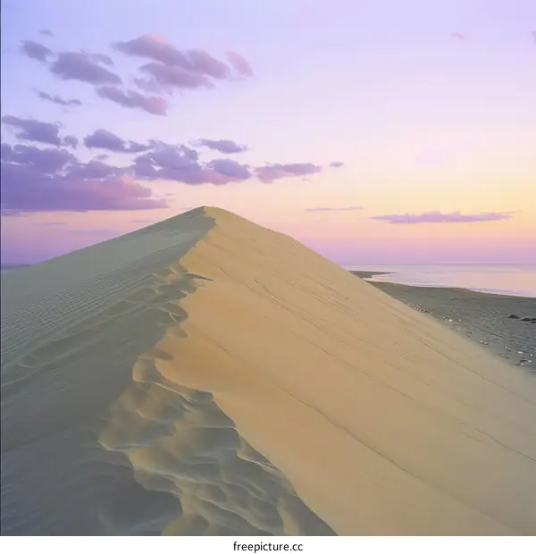 Huge sand dune at sunset