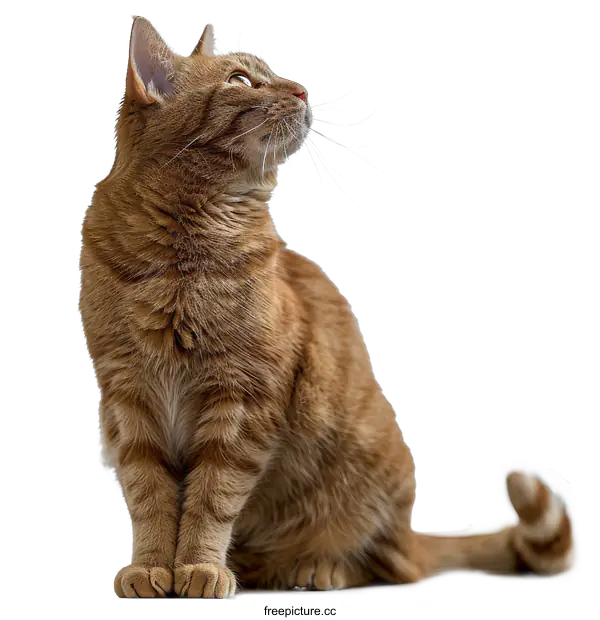 [Transparent Background PNG]Curious Ginger Cat Sitting on transparent background
