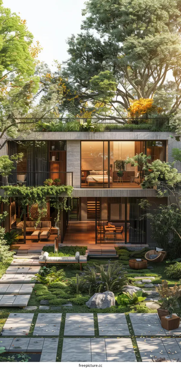 Courtyard house with natural elements