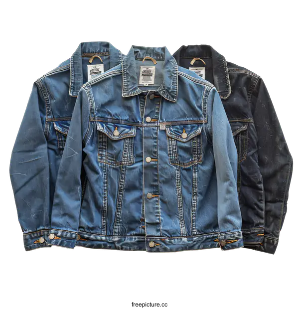 [Transparent Background PNG]Three Denim Jackets on transparent background