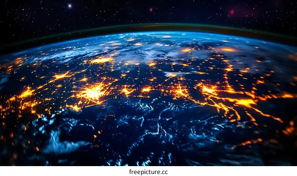 Earth at Night with City Lights