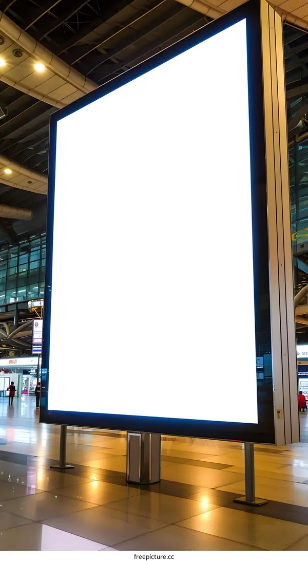 Large Blank Billboard in Modern Airport for Advertising