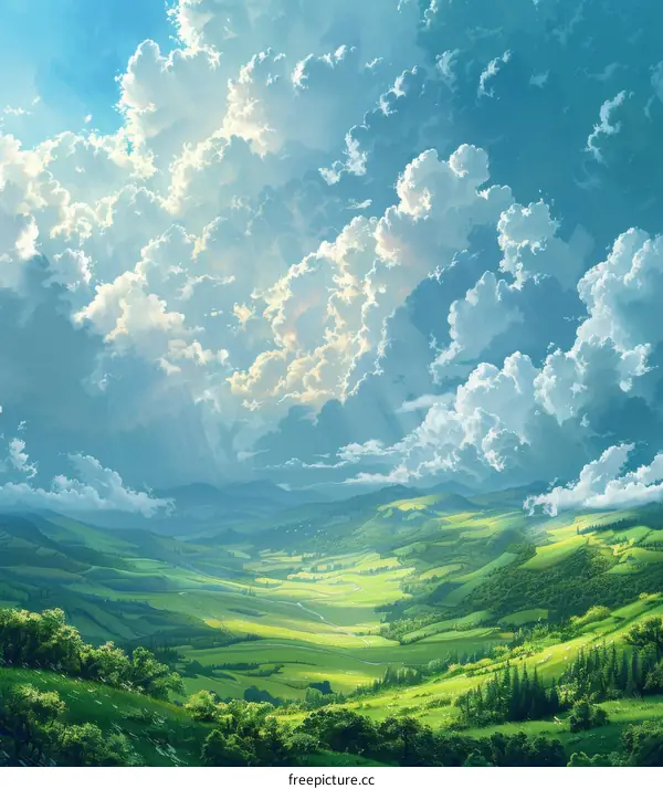 Beautiful Lush Valley Under Majestic Clouds