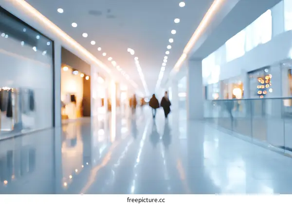 Blurred Shopping Mall Interior with People
