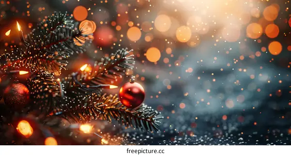 Christmas Tree with Ornaments and Lights