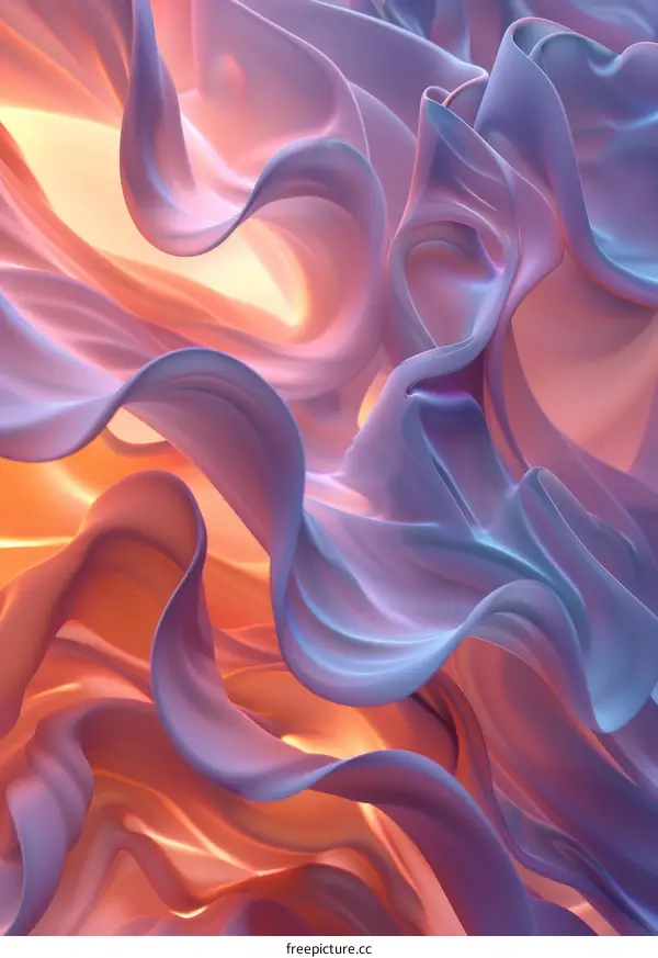 Colorful Abstract Background with Soft Folds of Orange and Pink Silk