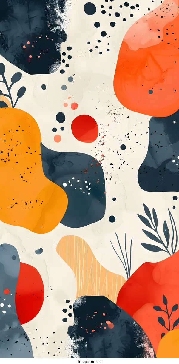 Abstract Art with Colorful Shapes and Dots