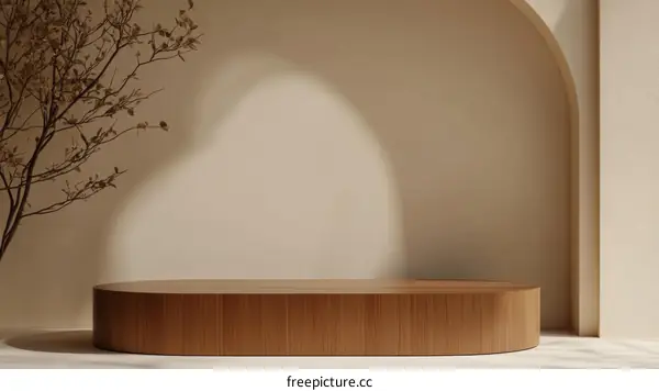 Wooden Display Podium with Minimalist Decor
