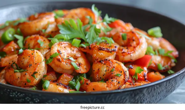 Delicious Cooked Shrimp with Parsley