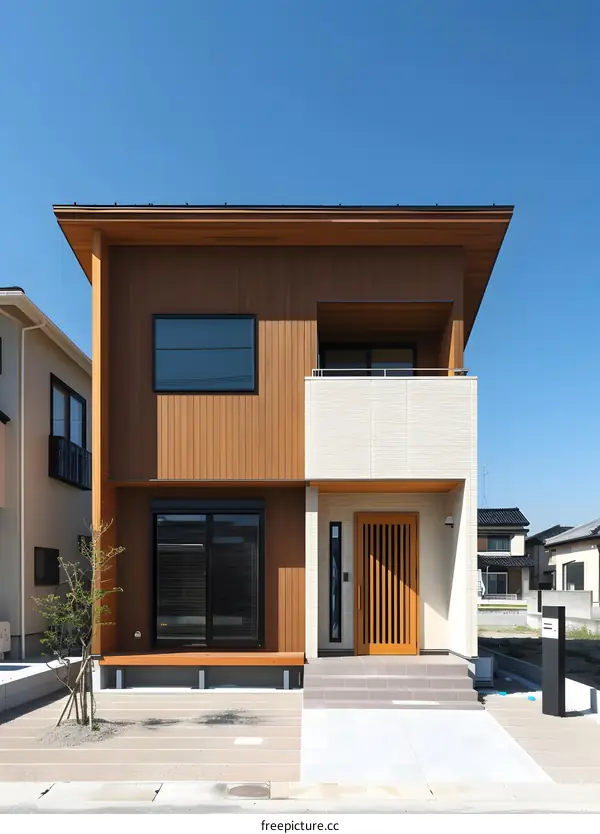 Modern Two Story Home With Wooden Facade