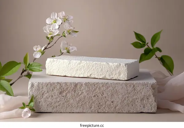 Elegant Spring Display Platform with Blossoms