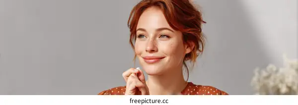 Smiling Woman Taking a Pill Portrait