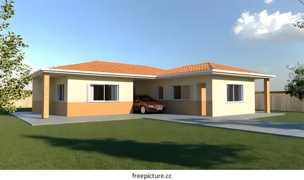 Modern House Design With Orange and Beige Walls