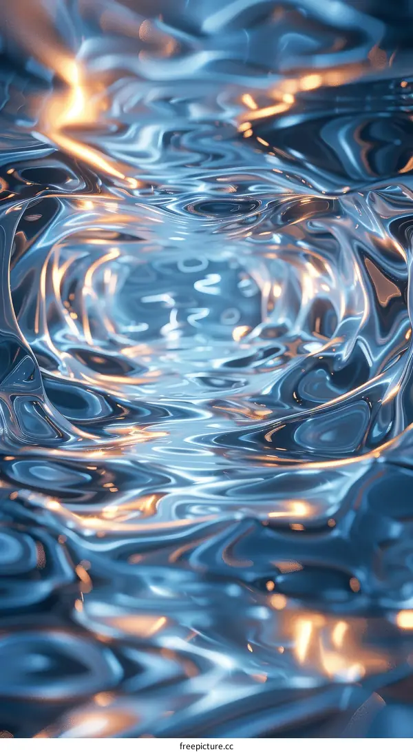 Abstract tunnel of blue and orange liquid