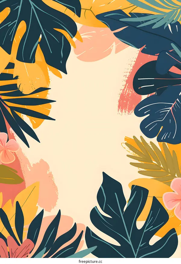 Tropical Leaves Background Frame Illustration