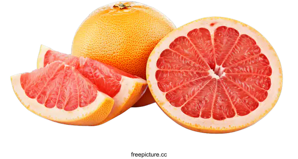 [Transparent Background PNG]Fresh Sliced Grapefruit on White Background