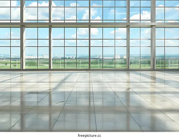 Large Windows with City View in Modern Building