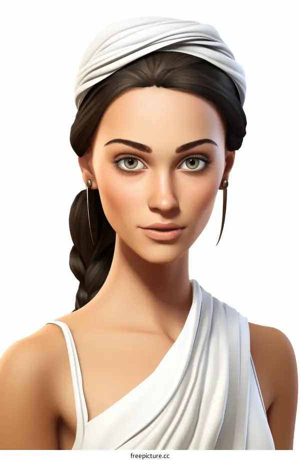 Portrait of a Young Woman with a White Headscarf