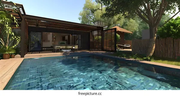 Modern Tropical Villa with Swimming Pool Design