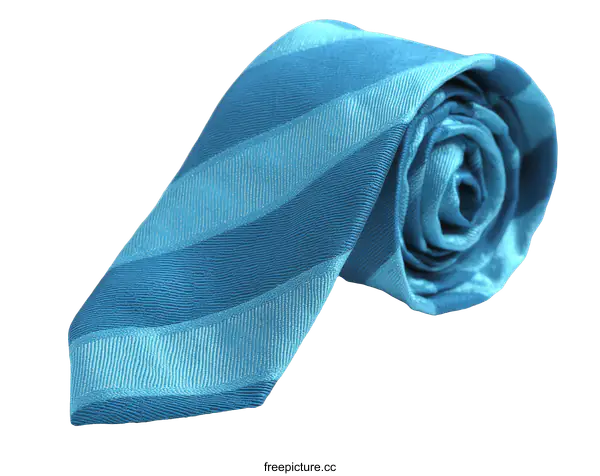 [Transparent Background PNG]Rolled Teal Tie with Striped Design