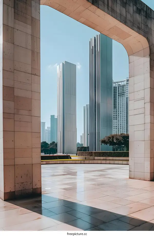 Modern Architecture with Tall Buildings and Blue Sky
