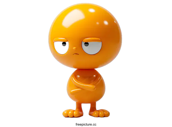 [Transparent Background PNG]Orange Character with Arms Crossed