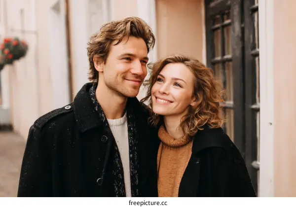 Couple Outdoors in Autumnal Cityscape