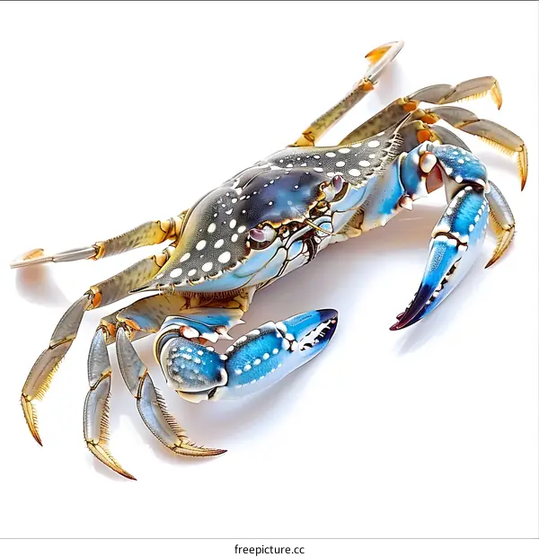 Blue crab on white background