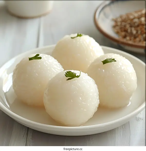Steamed Glutinous Rice Balls on a Plate