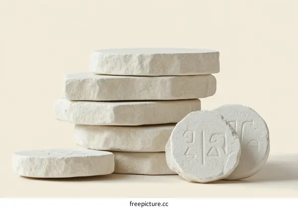 Stack of White Stone-like Decorative Disks