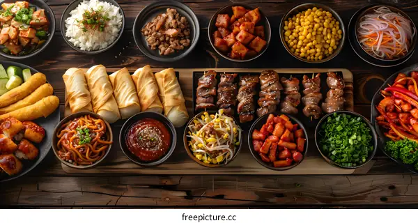 A table full of delicious Korean food