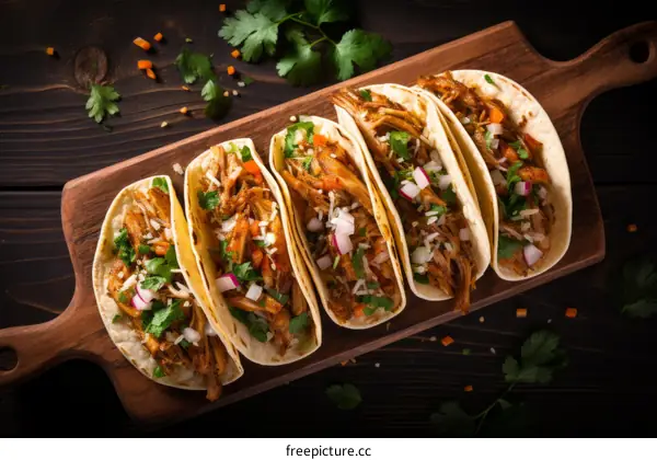 A plate of delicious Mexican tacos with pork, cheese, onion, cilantro and lime.